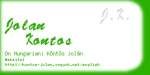 jolan kontos business card